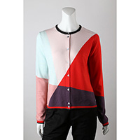 12gg Intarsia Color Block Cardigan