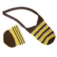 Hand crochet multi colors stripes bag & hat